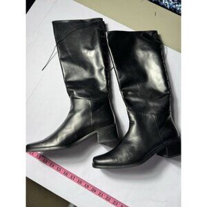 Sudini Black Leather Knee High Pull On Riding Boots Womens Size 8B